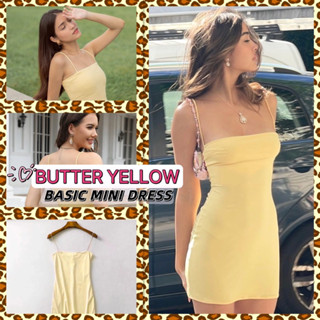 Liah Mini dress มินิเดรสสายเดี่ยว —สีเหลืองบัตเตอร์ Butter Yellow🧀🌼— **มีฟองน้ำในตัว**