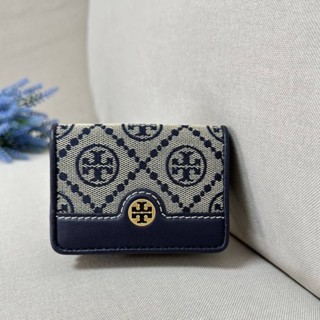 💙กระเป๋าสตางค์ใบสั้น 3พับ งานShop Shop🌈NEW TORY BURCH T MONOGRAM JACQUARD TRI-FOLD MINI WALLET (shop)