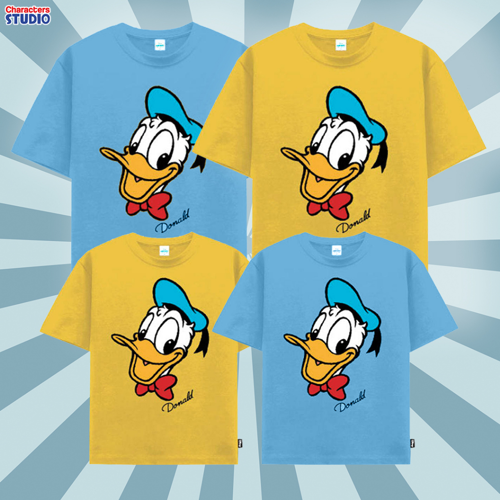 Disney T-Shirt Men & Boy Flock Print Donald Duck Mickey Mouse & Friends - เสื้อยืด ลายโดนัลด์ดั๊ก พิมพ์กำมะหยี่