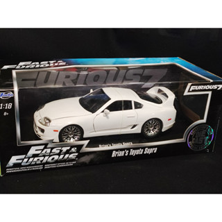 โมเดลรถtoyotaSupra โมเดลรถSupra 1/18 JZA80  Jada toys toyota Supra Fast and Furious7 1:18  ราคา ok