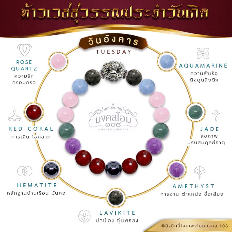 [WS10-01] กำไลหินท้าวเวสสุวรรณ มงคลประจำวันเกิด รวมครบทั้ง 8 วัน มงคลรอบด้าน โชคลาภ การงาน การเงิน สุขภาพ
