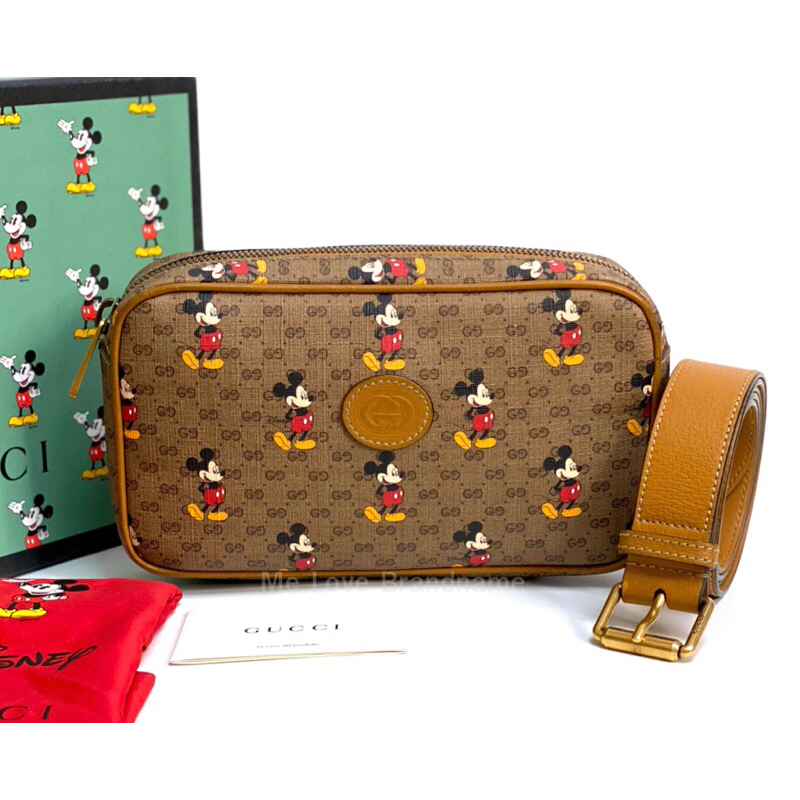 Gucci x Disney Brown GG Supreme Canvas and Leather Mickey Mouse Belt Bag (รับประกันสินค้าแท้)