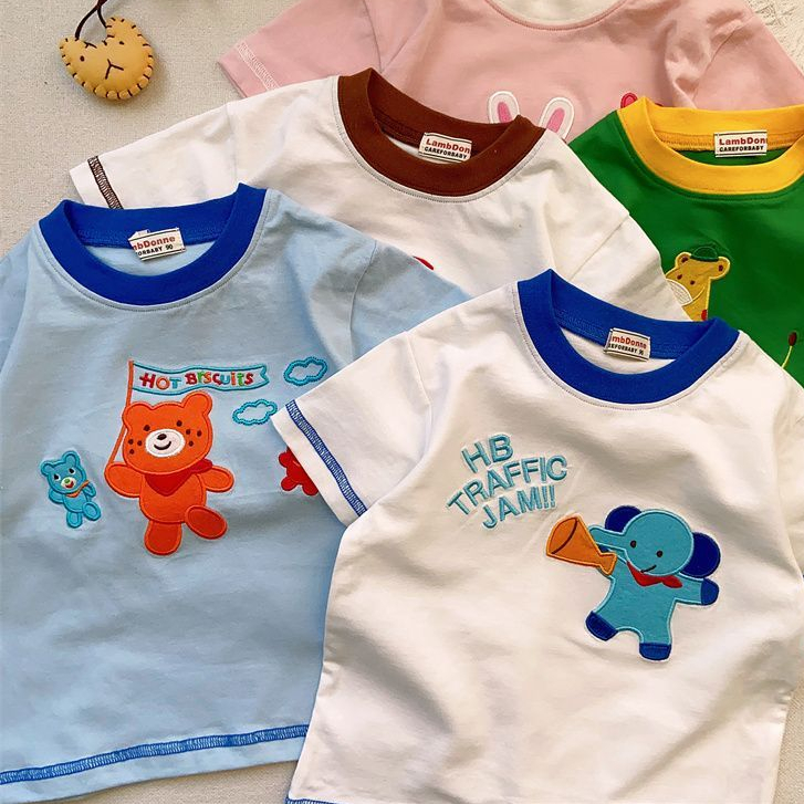 Babyonline(Y366)H1 (ส่งด่วน1วัน)เสื้อยืดคอกลมแขนสั้นสำหรับเด็กลายการ์ตูนสุดน่ารัก ผ้าฝ้าย นิ่ม ระบายอากาศ