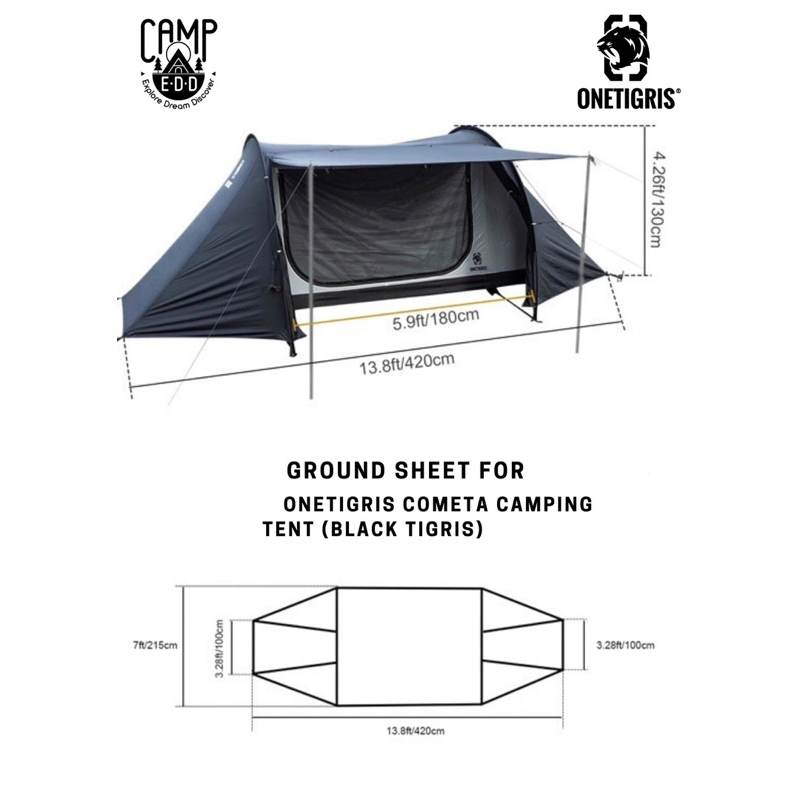 กราวชีทตรงรุ่น Onetigris COMETA Camping Tent (Black Tigris)