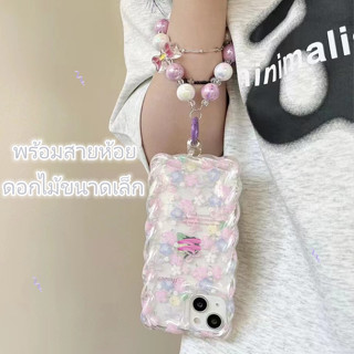 ✨NEW✨เคสไอโฟน 14 Pro Max 13 12 11 เคส for iPhone 13 โปร่งใส ดอกไม้ขนาดเล็ก พร้อมสายห้อย พกง่ายๆ การป้องกันการตก Case