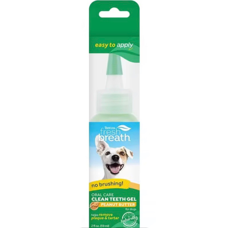 (สูตร Peanut Butter) Tropiclean Fresh Breath Clean Teeth Gel เจลกำจัดหินปูน สำหรับสุนัข 2 oz Made in USA
