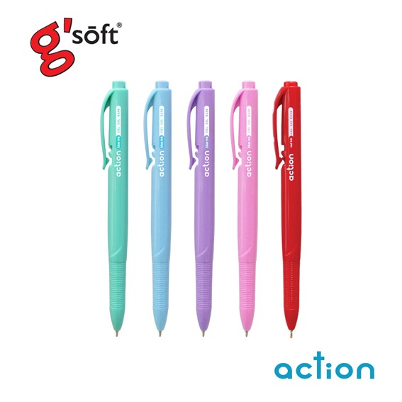 ปากกาลูกลื่น g'soft action ขนาด0.5มม.(ราคาต่อ 1 ด้าม) ขอสงวนสิทธิ์ในการเลือกสีด้ามหมึกน้ำเงิน