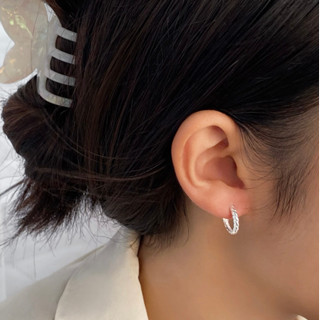 🔥ใส่โค้ด VCTLH ลด15%🔥Twist rope hoop earrings //ต่างหูห่วงเชือกบิดแบบล็อค เงินแท้925 เหมาะกับคนแพ้ง่าย