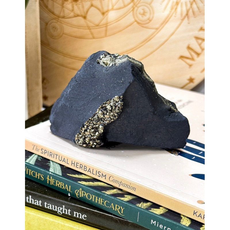 Shungite with Pyrite Specimen, Protection. Pyrite on Shungite, EMF Protection,  Raw Shugnite, Shungi