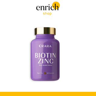 [ส่งฟรี] ของแท้💯% CRARA BIOTIN ZINC 🫐(ไบโอติน ซิงค์) กัมมี่ ลดการหลุดร่วงของเส้นผม ผมบาง เล็บเปราะบางฉีกขาดง่าย