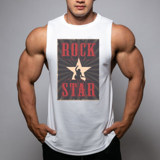 ROCK STAR เสื้อแขนกุดเว้าแขนกว้าง Drop Arm Sleeveless Muscle Shirt