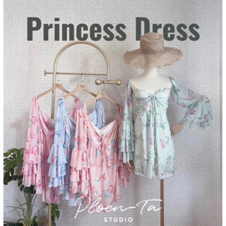 Litter princess dress เดรสสั้นลายดอกสุดคิ้วท์ ดีเทลแต่งระบายปลายแขน มี4สี