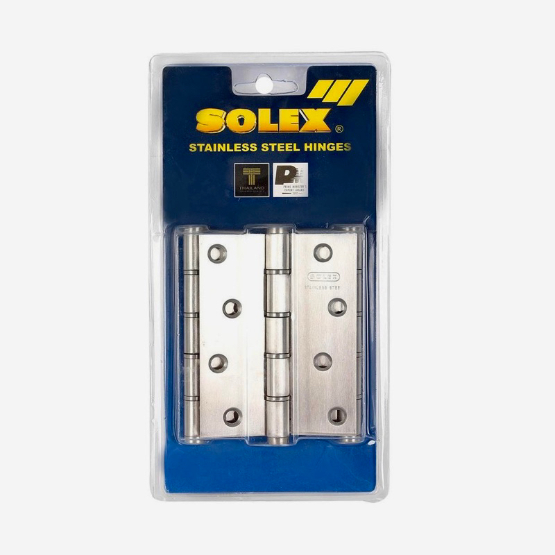บานพับแสตนเลส SOLEX No.4320 SS แหวนสแตนเลส ขนาด4”x3”หนา2.0mm (แพ็ค3ตัว)