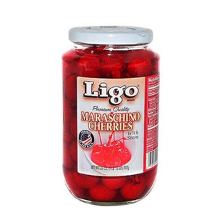 เชอร์รี่ ในน้ำเชื่อม แบบมีก้าน Maraschino Cherries ขนาด 737 กรัม ลิโก้ Ligo