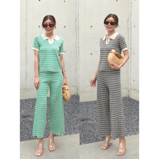 สวยจึ้งอีกแล้ว รุ่นนี้ใครไม่เก็บ พลาดมากนะแม่!!  Knit Set Polo Shirt + Pants (490฿ฟรีส่ง) เซ็ตนิตทอลายกราฟฟิก studioX2