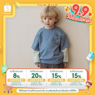 「สินค้าลิขสิทธิ์แท้」Iris kids IKS081205-IKP081205 Mist blue top/ jeans เสื้อผ้าเด็ก เสื้อแขนยาว กางเกงยีนส์ขายาว