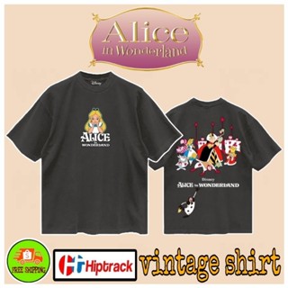 เสื้อDisney ลาย Alice วินเทจ  สีเทา เฟด ( TMA-016 )