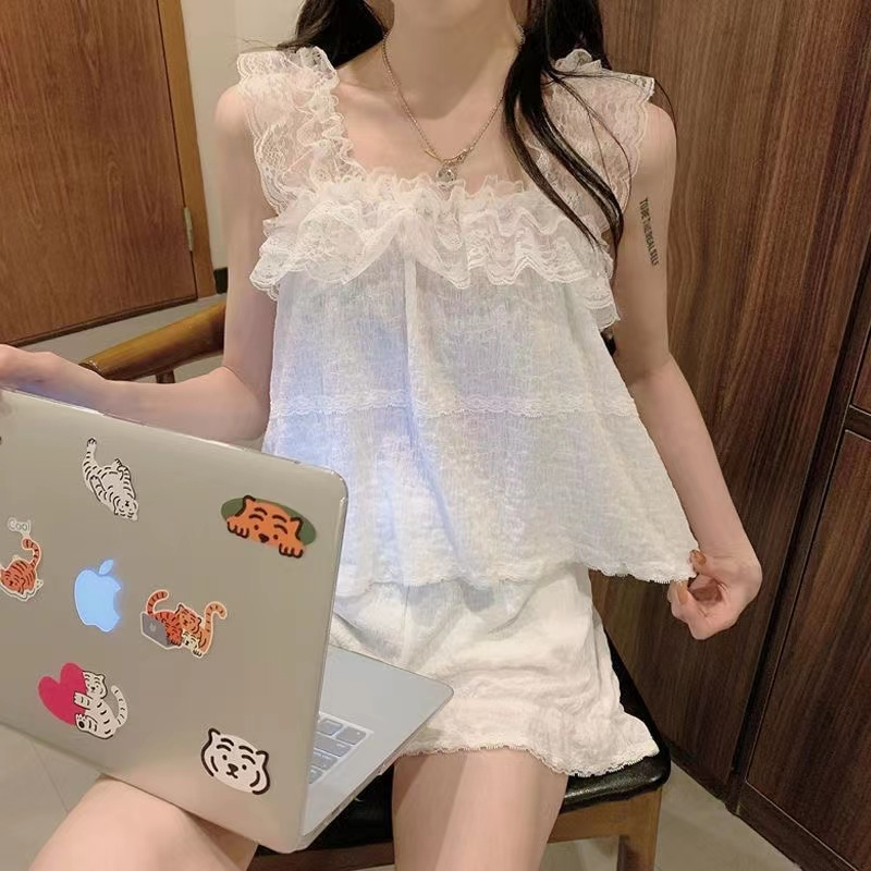 ชุดนอน แขนสั้น กางเกงขาสั้น เอวยางยืด สไตล์เกาหลี - รูปที่ 6