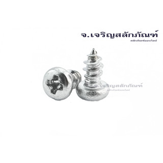 เกลียวปล่อยสแตนเลส ขนาด 2.6 mm ยาว 4-16 mm หัวกลมแฉก (PH) หัวกลม เกลียวปล่อยปลายแหลม สกรูเกลียวปล่อยสแตนเลสหัว