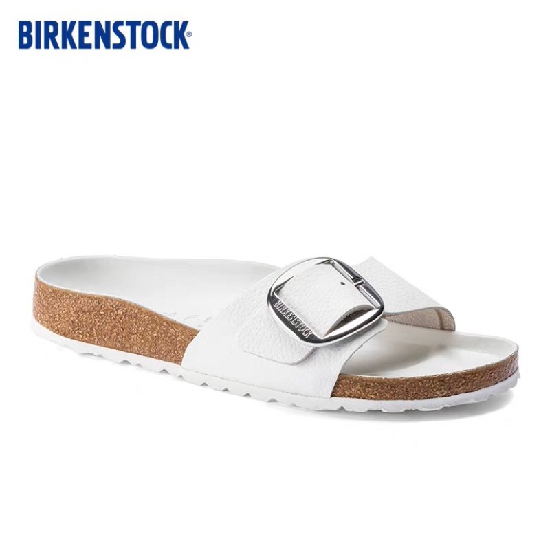 Birkenstock-Madrid Big Buckle Natural Leather White