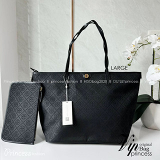 TORY BURCH T MONOGRAM ZIP TOTE (ใบใหญ่) / TORY TOTE BAG กระเป๋าทรงโท้ทพร้อมกระเป๋าใบใหญ่ วัสดุผ้าแจ็คการ์ดตัดขอบหนัง