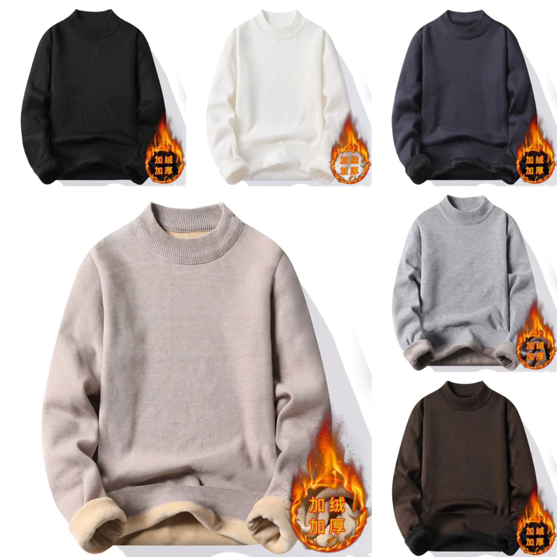 เสื้อไหมพรมบุขนกันหนาวคอกลมขนาด/คอเต่า Over Size
