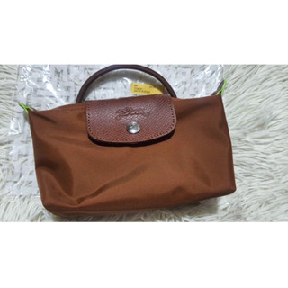 พร้อมส่ง แท้ 💯 % Longchamp Lepliage pouch สีน้ำตาล Cognac