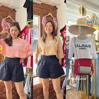 5-279me2 ครอปสกรีน Balmain เสื้อครอปน่ารักๆ สดใสๆ มาเเล้วจ้าา เสื้อยืดครอปสกรีนตัวอักษร น่ารักมากกก 💋🥰