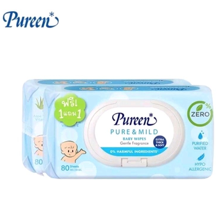 (แพค 1แถม1) Pureen ทิชชู่เปียก เพียว&มายด์ 80ชิ้น