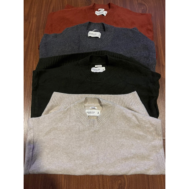 Abercrombie & Fitch  Sweater Oversized Fuzzy Crew Sweater เสื้อสเวตเตอร์ คอกลม โอเวอร์ไซส์ อะเบอครอม