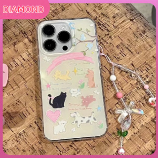 💲คูปองเคลม💲เคสไอโ case for iphone 11 12 ลูกแมวใต้ต้นไม้ พร้อมโซ่ เคส 15 14 13 12 11 pro max ซิลิโคนเหลว ทนทาน