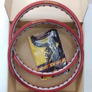 วงล้อ SUPER DRAG RIM รุ่น:Street 1.20-17 เจาะตา ขอบเรียบ 2วง สีแดง รหัส:SD1217R2