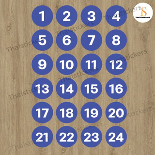 สติกเกอร์เบอร์โต๊ะอาหาร สติกเกอร์หมายเลข กันน้ำ100% เช็ดทำความสะอาดได้ไม่เสียหาย (ขนาด 6x6 cm.ได้ 24 ดวง) TS062-PP