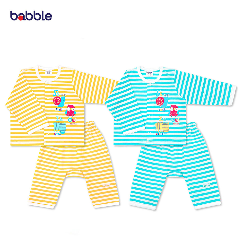 Sets 335 บาท BABBLE ชุดนอนเด็ก ชุดเซตเด็ก อายุ 3 เดือน ถึง 2 ปี คอลเลคชั่น Let’s have Fun (สีส้ม , สีเขียว) (BSL) Baby & Kids Fashion