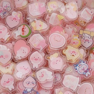 DIY - แผ่นอะคริลิค ไซส์จิ๋ว 2 cm ลาย ลูกพีช (APEACH) KAKAO FRIENDS คละลาย 50 ชิ้น