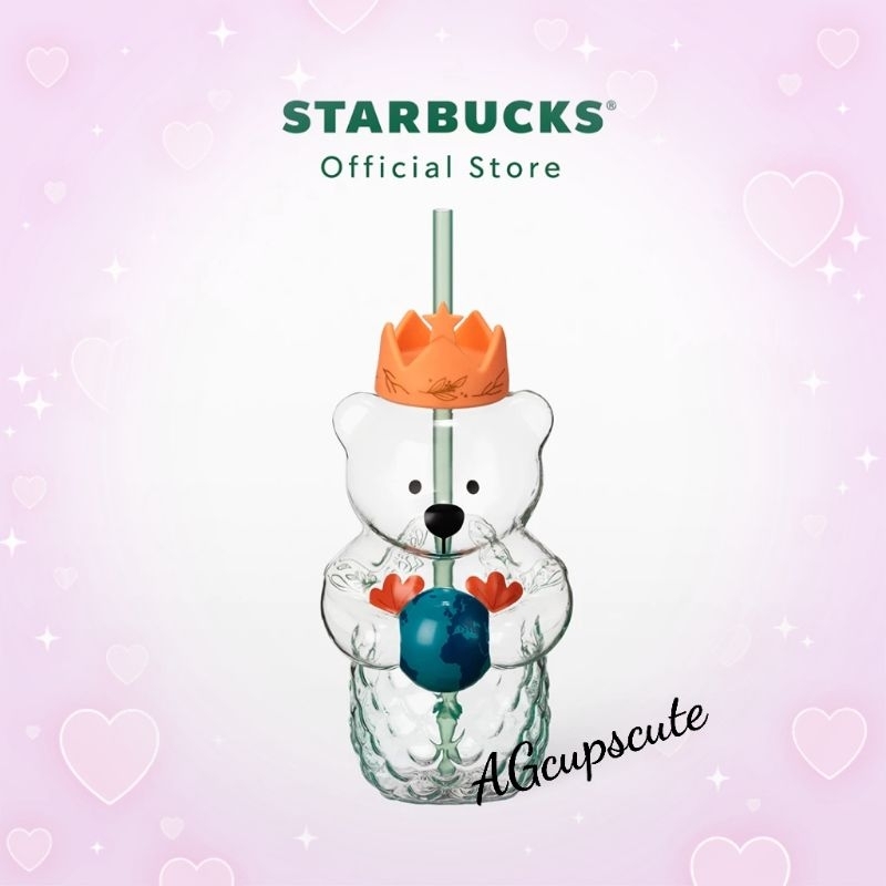 Starbucks Glass Siren Bear and the Earth cold cup 20oz. 🌍