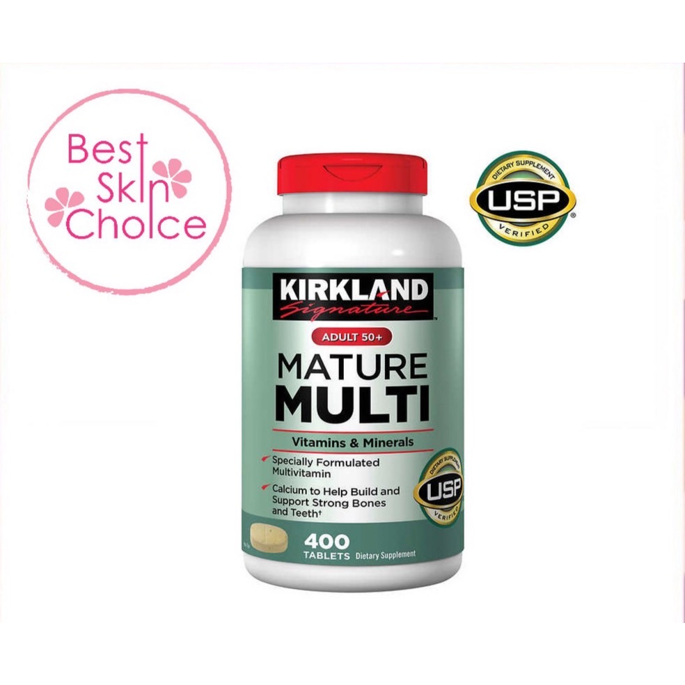 Exp Mar 2026 Kirkland Adult 50+ Mature Multi Vitamins & Minerals, 400 Tablets วิตามินรวม สำหรับผู้ที่อายุ 50 ปีขึ้นไป