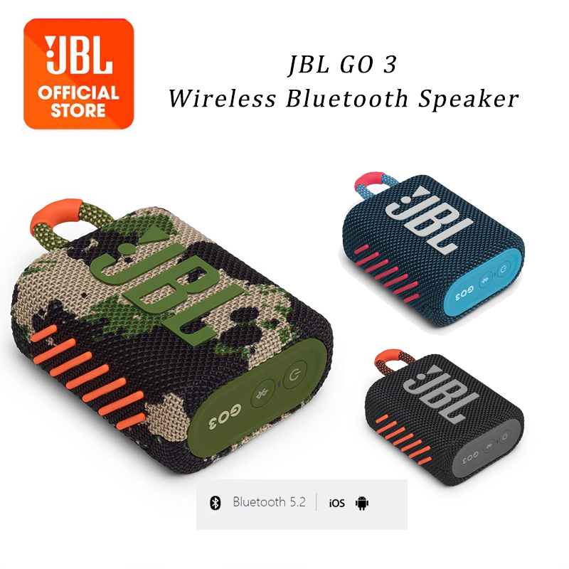 【รับประกัน6เดือน】ลำโพงบลูทูธแท้JBL GO 3 ลำโพง เบสหนักๆ Mini Portable Bluetooth Speaker with Mic Powerful Bass