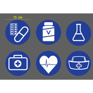 สติกเกอร์ ตัด ไดคัท โลโก้ 6 แบบ - ยา อาหารเสริม อุปกรณ์การแพทย์ เวชสำอาง ตรวจวัดความดัน ให้คำปรึกษา (ตามภาพตัวอย่าง)