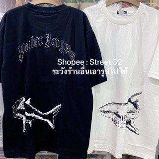 Street.32 เสื้อยืดแขนสั้น สกรีนลาย ฉลาม งานไทย ผ้าดีคอตตอล100 ไม่มีตะเข็บข้าง Palm Angels ปลา