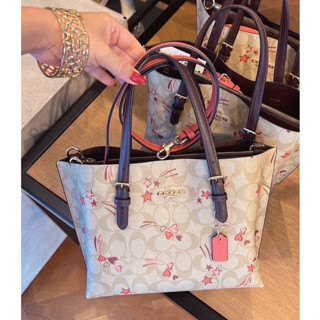 ✴️แท้ 💯% Coach Mollie Tote 25 With Rainbow &amp; Star Print CK373 CK561