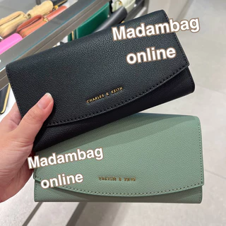 𝗖𝗛𝗔𝗥𝗟𝗘𝗦 & 𝗞𝗘𝗜𝗧𝗛 Briony Curved Flap Long Wallet กระเป๋าสตางค์ใบยาว แท้จากช็อป