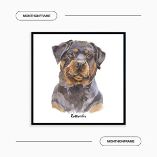 รูปภาพติดผนัง ภาพวาดตกแต่งบ้าน ภาพวาด Rottweiler พร้อมกรอบและติดที่แขวนเรียบร้อย