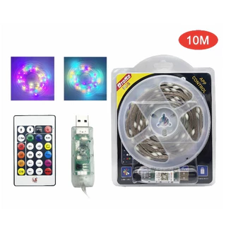 AT.MALL ไฟประดับ ตกแต่ง ไฟกระพริบ LED RGB ยาว 10 เมตร มีแอปพลิเคชั่น+รีโมทคอนโทรล พร้อมส่งไว กระพริบตามเสียงเพลง แบบUSB.