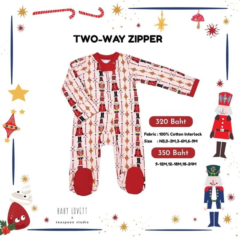 Used Baby Lovett Two-Way Zipper คลุมเท้า Size 12-18 เดือน ชุดนอนพร้อมส่ง