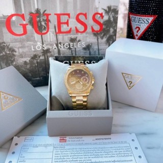 🥳⌚นาฬิกาข้อมือผู้หญิง สีทอง หน้าสวยประดับคริสตัล🌈⌚New Guess watch ⌚มีประกันCmg