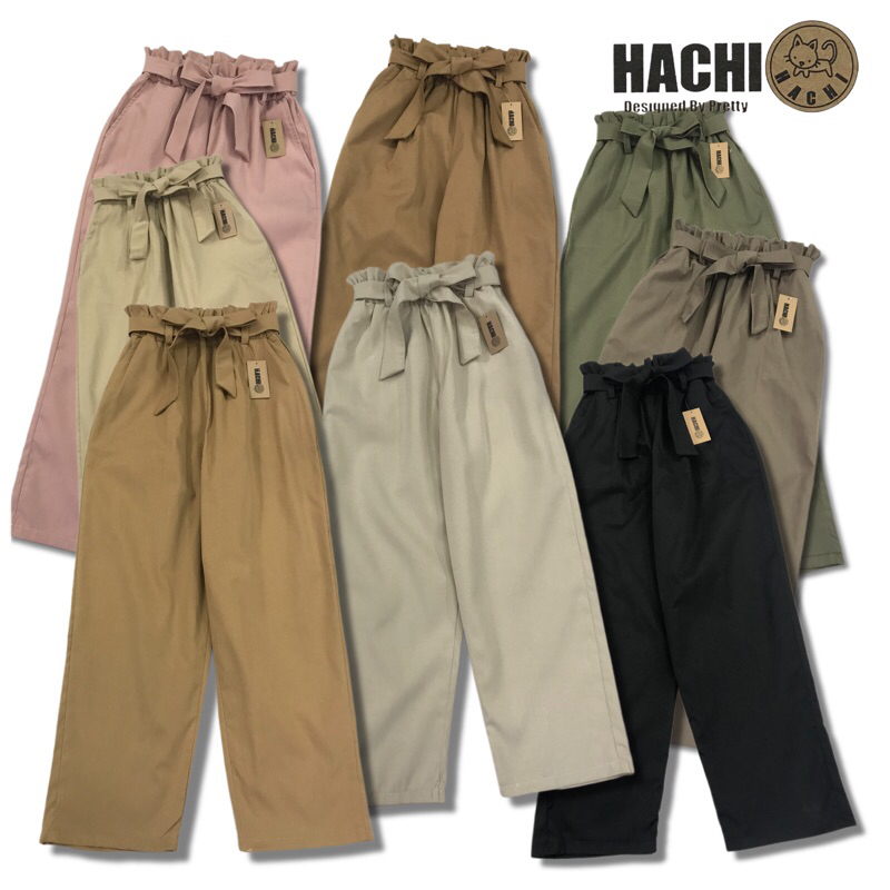 กางเกงขายาวกระบอก วินเทจ โบว์ผูก