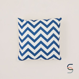 SARABARN Zig Zag Cushion Cover | ปลอกหมอนอิง ลายซิกแซก สีน้ำเงิน