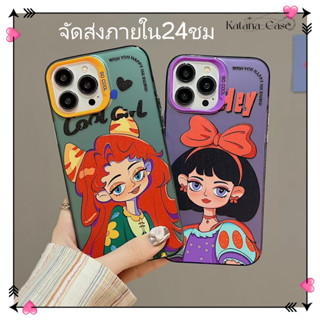 🎐จัดส่งภายใน24ชม🎐เคส for iPhone 11 14 Pro Max Case for iPhone 12 13 ป้องกันการตก การป้องกัน สาวน่ารักหัวใจ การ์ตูน