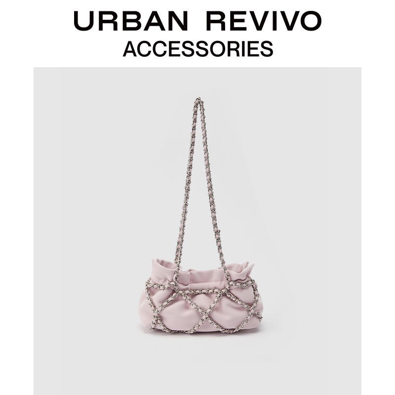 กระเป๋า Urban Revivo  พร้อมส่ง รุ่น Chain rushed shoulder bag จะเป็นสายคู่สะพายไหล่สีชมพู ยอดฮิต!!
